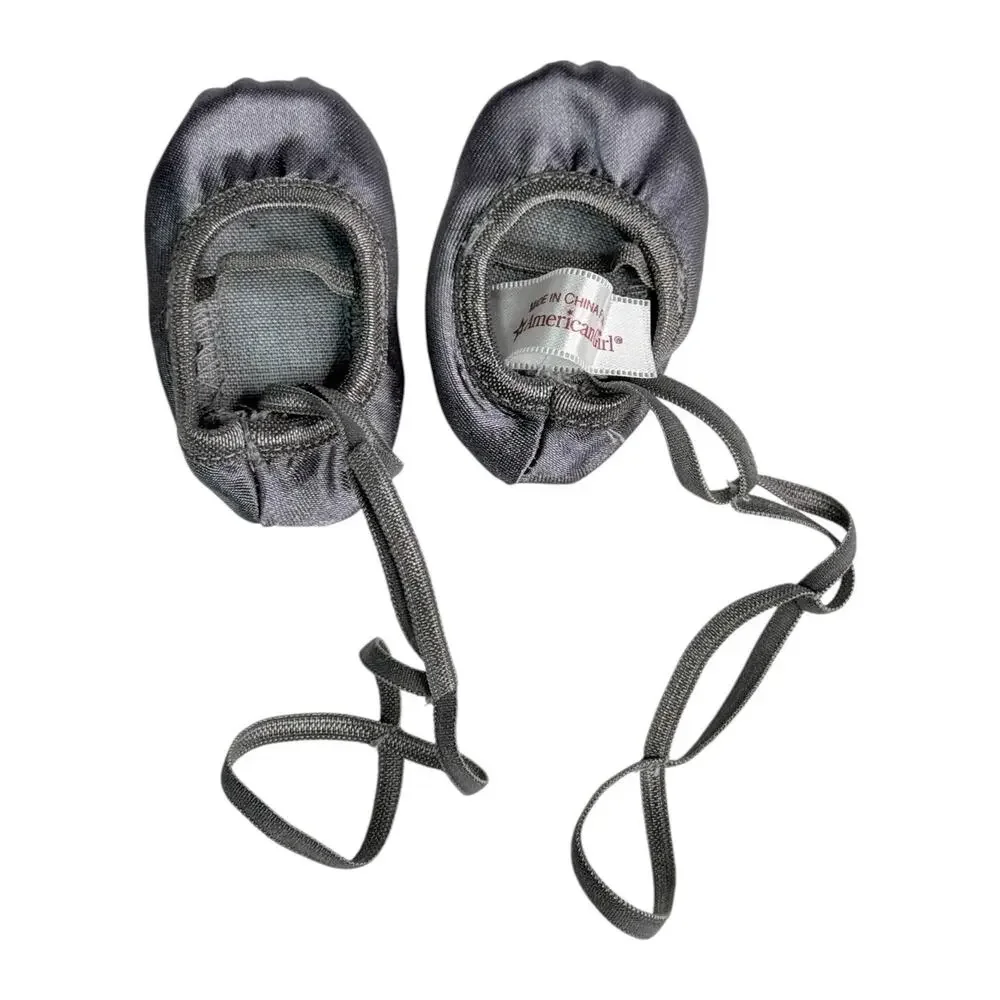 American Girl Satin Ballet Slippers Isabelle Performance Dance Shoes Silver Gray